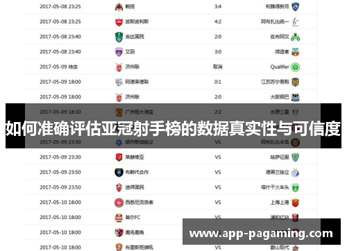 如何准确评估亚冠射手榜的数据真实性与可信度
