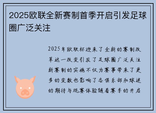 2025欧联全新赛制首季开启引发足球圈广泛关注